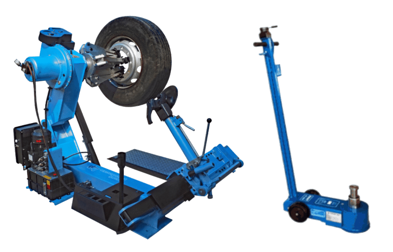 zestaw montażownica ciężarowa ECOMONT podnośnik hydrauliczny