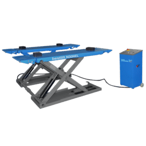 Jak wybrać podnośnik warsztatowy? 9 Bestlift N30NE-L Podnośnik nożycowy niskiego unoszenia (1200mm), udźwig 3T, mobilny, rygle elektromagnetyczne